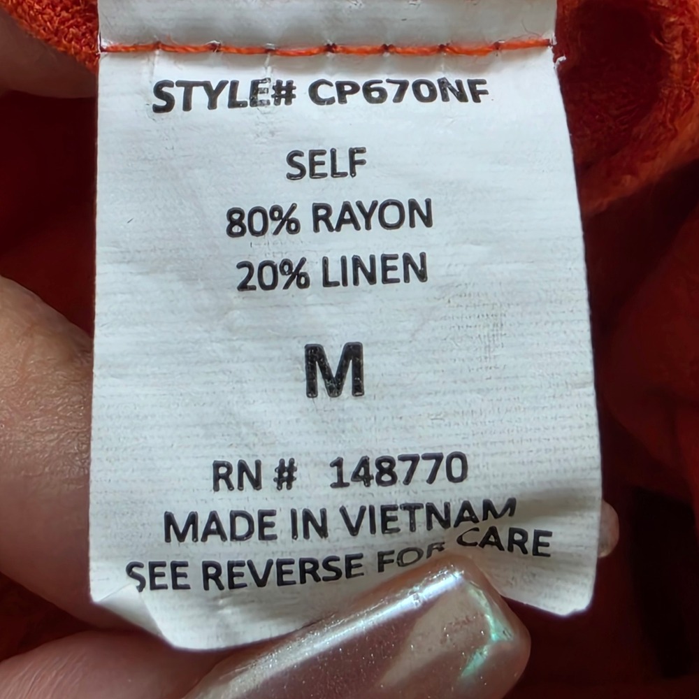Sienna Sky Pants Women M Orange Wide Leg Linen Blend Drawstring Vacay Boho Flowy - Picture 4 of 10